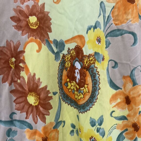 Vintage 70s Bell Sleeved Yellow Floral Mini Dress Size Small - Picture 3 of 8